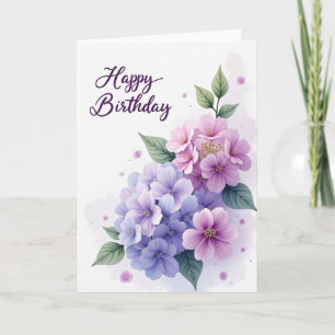 Carte d'anniversaire à dégradé floral
