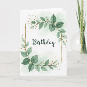 Carte d'anniversaire à feuillage aquarelle