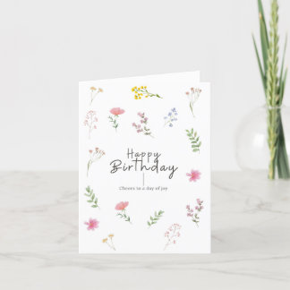 Carte d'anniversaire à fleurs minimale