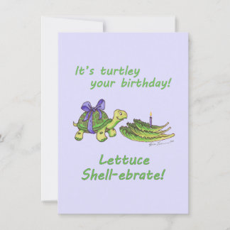Carte d'anniversaire à la tortue avec laitue et bo