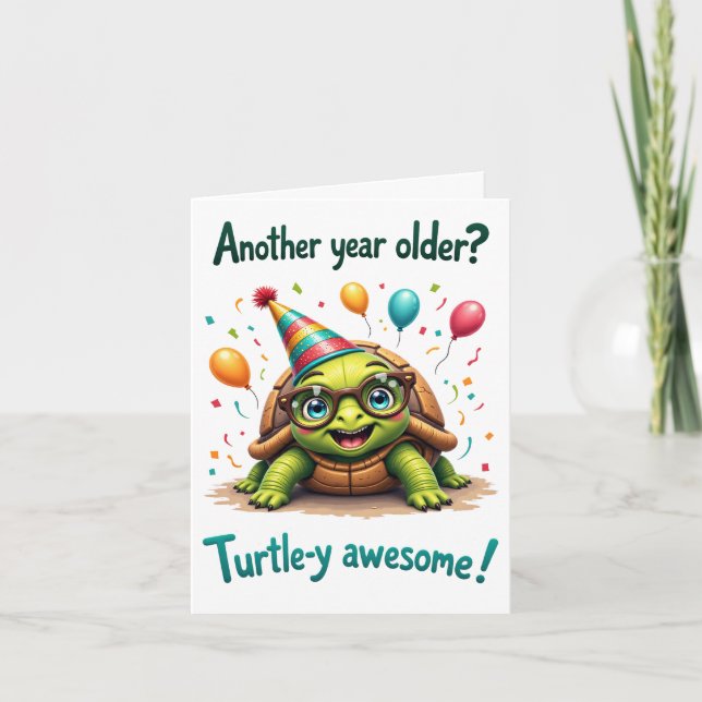 Carte d'anniversaire à la Tortue mignonne - "Turtl (Devant)