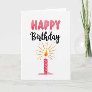 Carte d'anniversaire à l'aquarelle rose