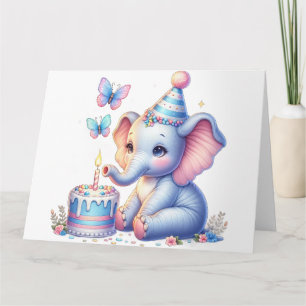 Carte d'anniversaire à l'éléphant mignon