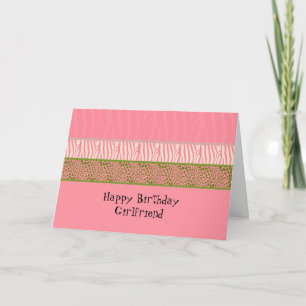 Carte d'anniversaire à motif animal rose