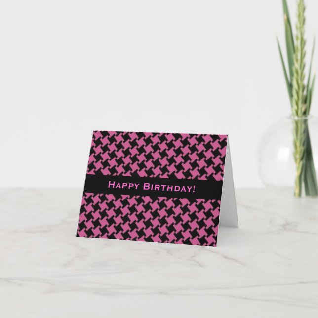 Carte d'anniversaire à motif Houndstooth (Devant)