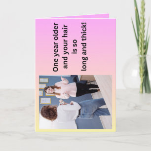 Carte d'anniversaire à propos des cheveux de mento