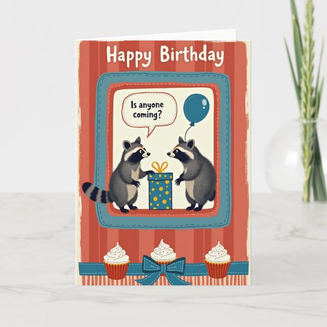 Carte d'anniversaire à queue rayée (Devant)