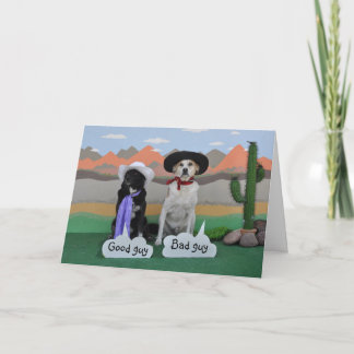 Carte d'anniversaire à tout homme, 2 chiens en cas