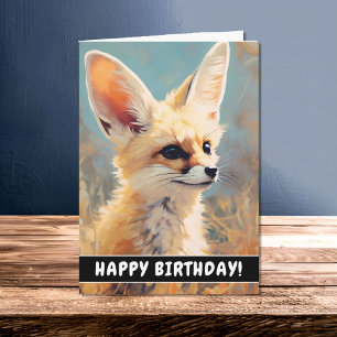 Carte d'anniversaire adorable Fennec Fox Portrait