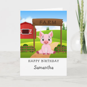 Carte d'anniversaire adorable Pig Piggy