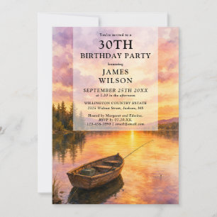 Carte d'anniversaire adulte Bateau de pêche au lac