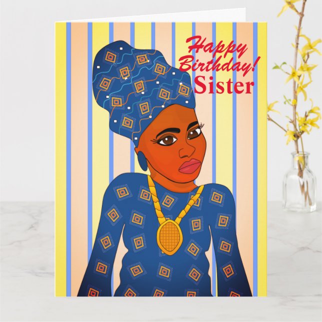Carte d'anniversaire afro-américaine Afrocentrique (Fleur jaune)