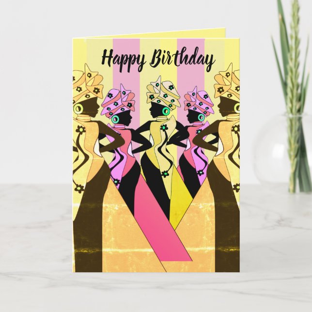 Carte d'anniversaire afro-américaine de la femme n (Devant)