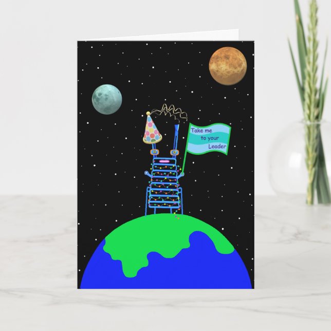 Carte d'anniversaire Alien joyeuse par Jo Images (Devant)