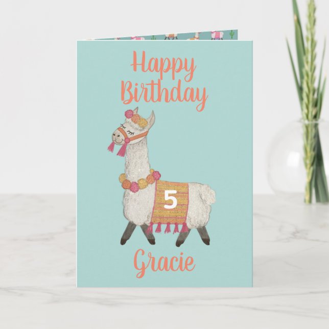 Carte d'anniversaire Alpaca 5e (Devant)
