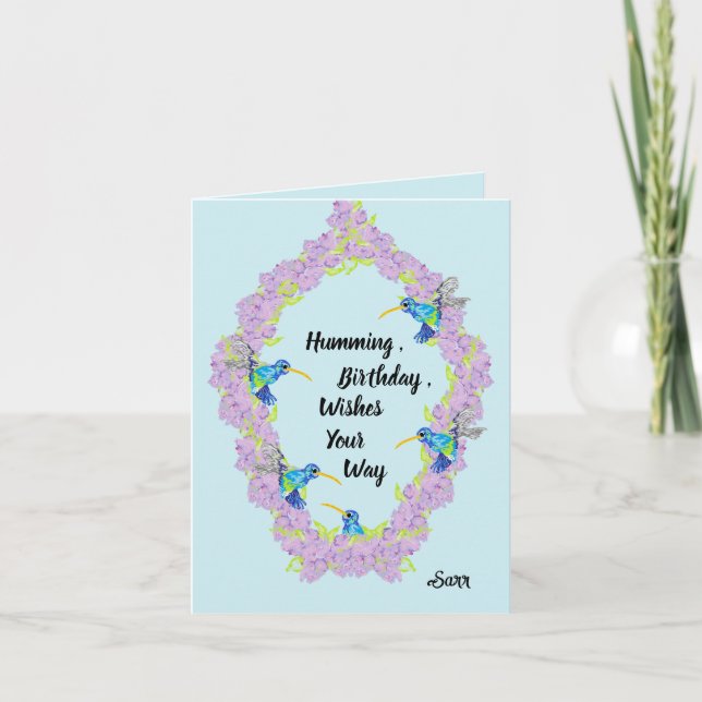 Carte d'anniversaire : Amour du colibri  (Devant)