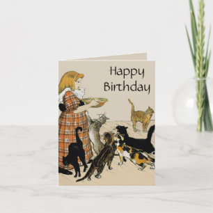Carte d'anniversaire Amoureux des chats vintage