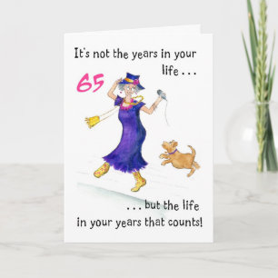 Carte d'anniversaire amusante 65e pour une femme