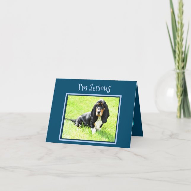 Carte d'anniversaire amusante avec Basset Hound Pu (Devant)