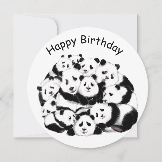 Carte d'anniversaire amusante avec des Pandas heur (Devant)
