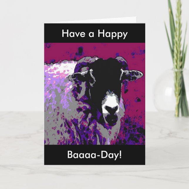 Carte d'anniversaire amusante Ayez un Baa Joyeux B (Devant)
