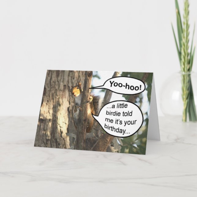 Carte d'anniversaire amusante d'écureuil - Yoo hoo (Devant)