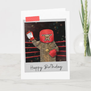 Carte d'anniversaire amusante pour le chat en boît