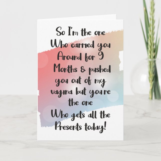 Carte d'anniversaire amusante pour le fils ou la f (Devant)