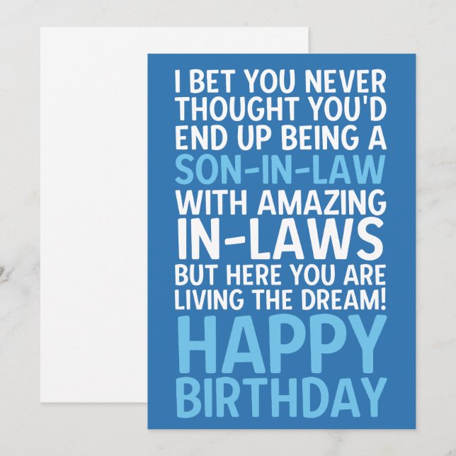 Carte d'anniversaire amusante pour le gendre (Devant / Derrière)