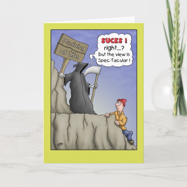 Carte d'anniversaire amusante : Vue spectaculaire (Devant)