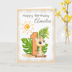 Carte d'anniversaire Animaux Aquarelle 1 an