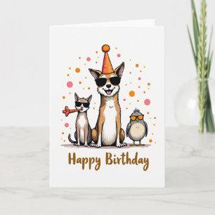 Carte d'anniversaire Animaux Cool