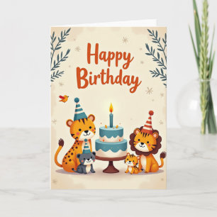 Carte d'anniversaire Animaux de la Forêt Fantaisis