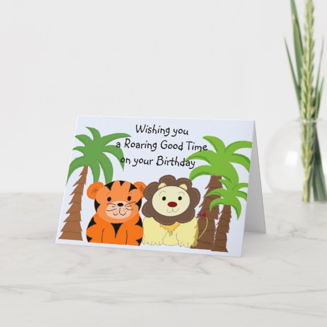 Carte d'anniversaire Animaux de la Jungle (Devant)