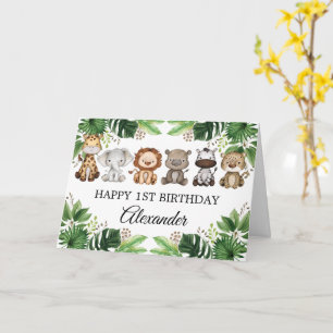 Carte d'anniversaire Animaux de Safari Jungle Trop