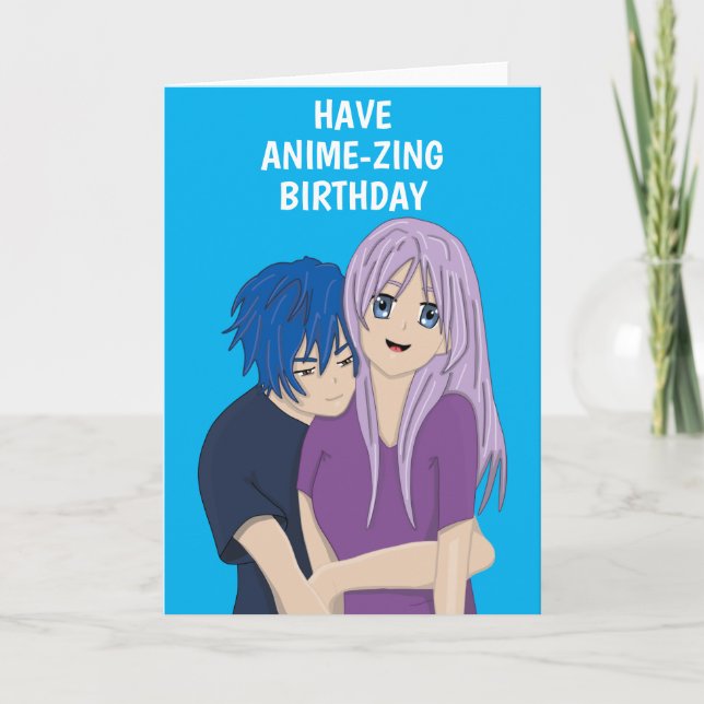 Carte d'anniversaire Anime Manga Couple (Devant)