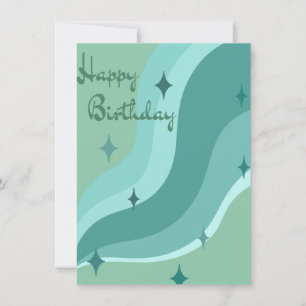 Carte d'anniversaire aqua ondulée