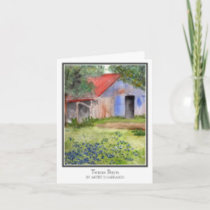 Carte d'anniversaire aquarelle de grange du Texas