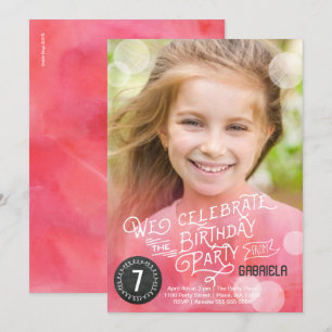 Carte d'anniversaire aquarelle   Invitations Fille