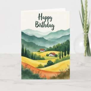 Carte d'anniversaire aquarelle paisible