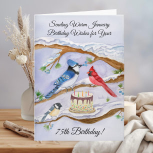 Carte d'anniversaire aquarelle pour le 75e anniver