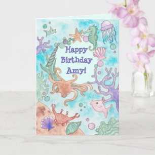 Carte d'anniversaire aquatique