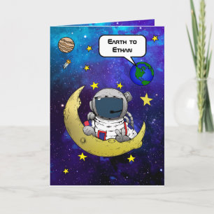 Carte d'anniversaire Astronaut & Moon