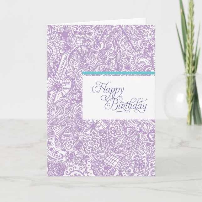 Carte d'anniversaire au henné violet (Devant)