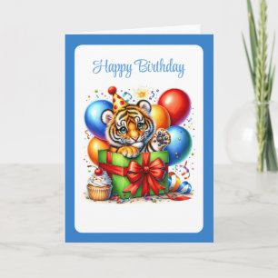 Carte d'anniversaire au tigre