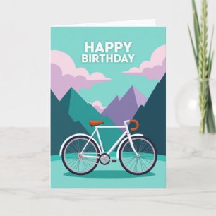 Carte d'anniversaire au vélo blanc