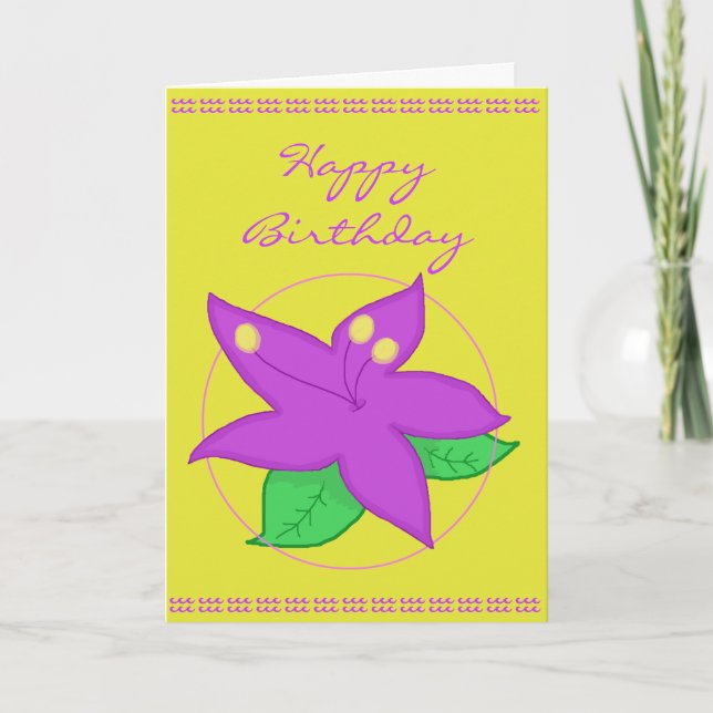 Carte d'anniversaire aux fleurs violettes (Devant)