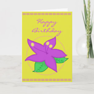 Carte d'anniversaire aux fleurs violettes