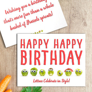 Carte d'anniversaire aux légumes pliés très drôle