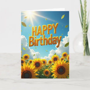 Carte d'anniversaire aux lettres dorées